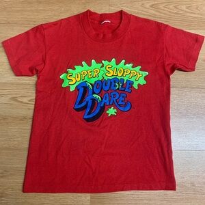 Vintage 80s Nickelodeon Super Sloppy Double Dare Game Show T-Shirt Youth Size L